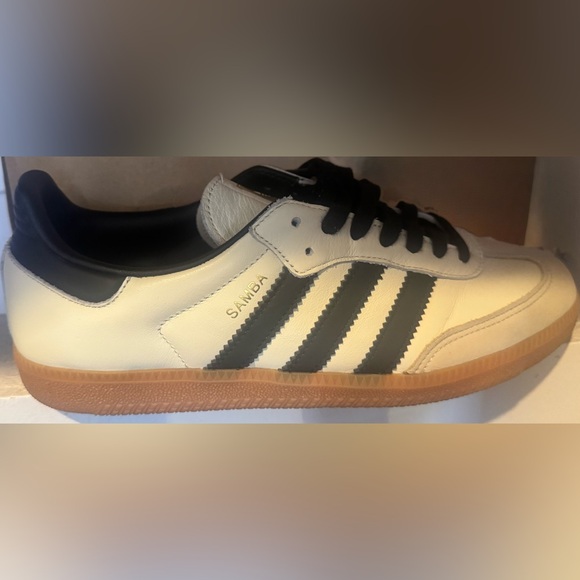 Adidas Samba in Cream and Black with Tan Sole - Picture 4 of 4